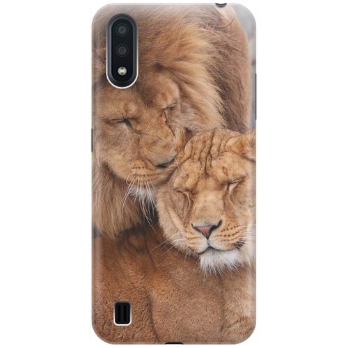 фото Ультратонкий силиконовый чехол-накладка для samsung galaxy a01 с принтом "милые львы" gosso