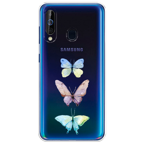 Силиконовый чехол на Samsung Galaxy A60 / Самсунг Галакси А60 Акварельные бабочки, прозрачный