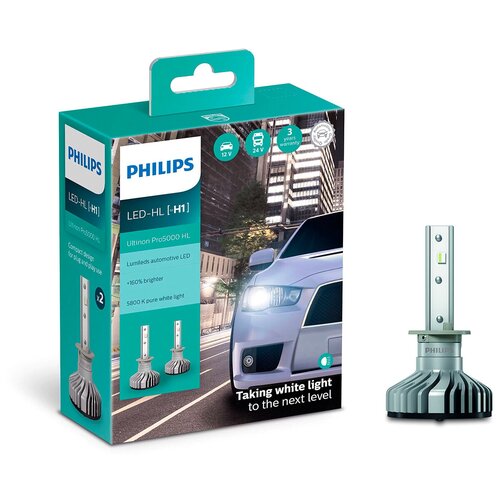 фото Лампа светодиодная philips ultinon pro5000 hl h1 12/24v 15w p14,5s, 2 шт. (бокс)