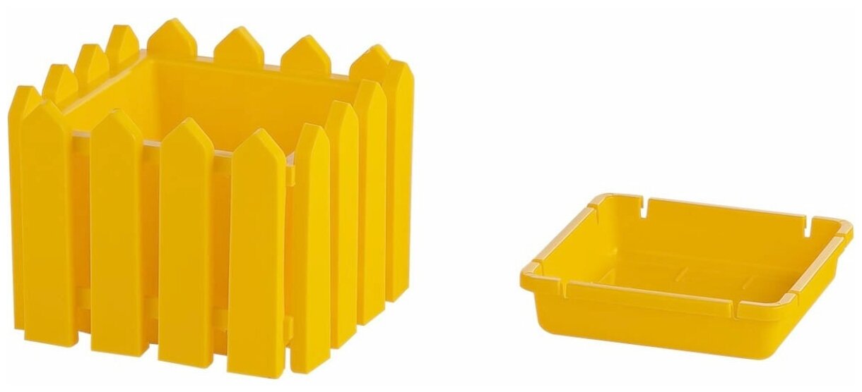Кашпо 00-00000136 квадратное среднее "Лардо" желтый элластик-пласт 28х28х22 см
