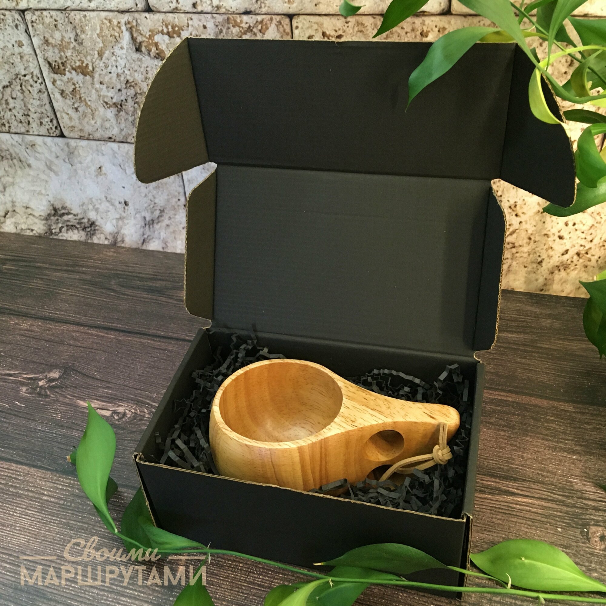 Подарочная деревянная кружка для чая или кофе 200мл / Кукса / Деревянная посуда