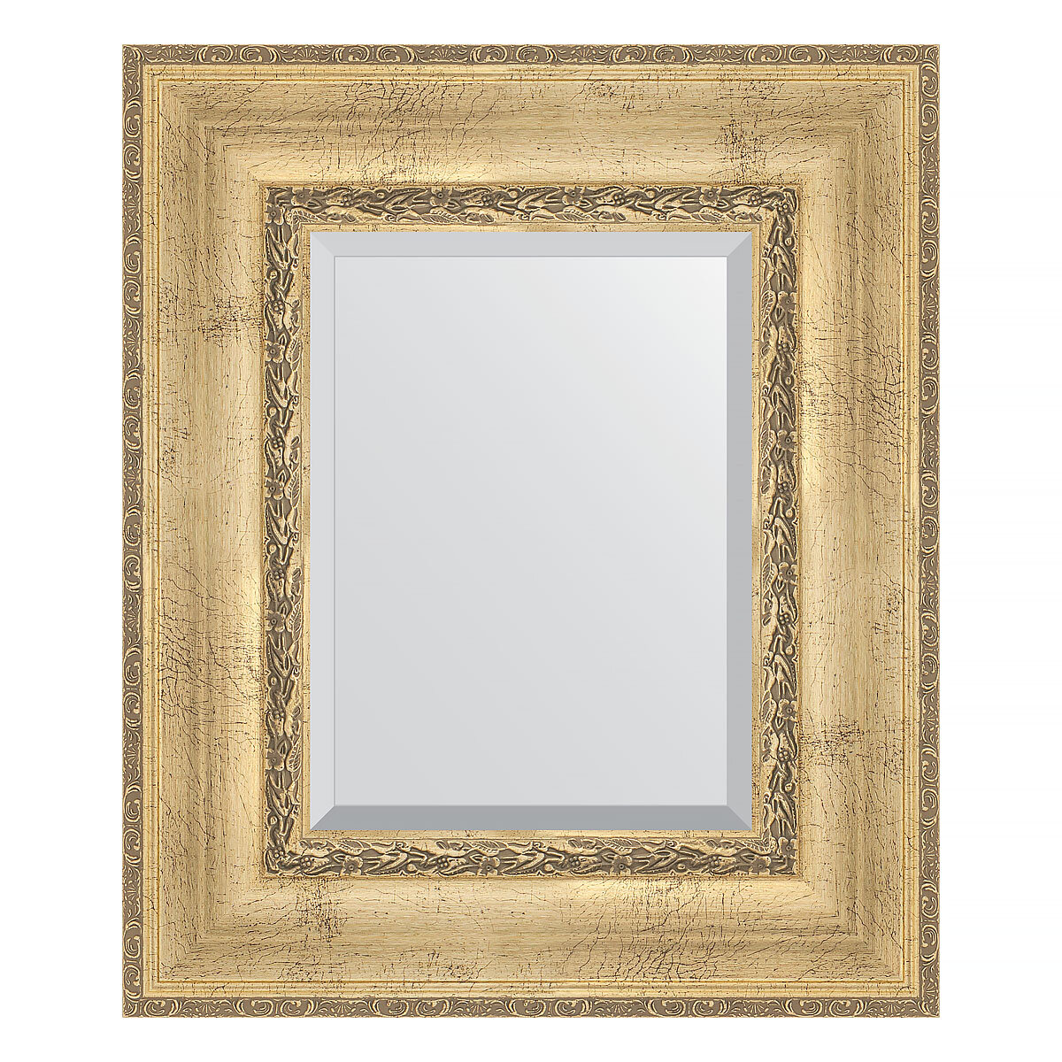 Зеркало настенное с фацетом EVOFORM в багетной раме состаренное серебро с орнаментом 52х62 см для гостиной прихожей и ванной комнаты BY 3376