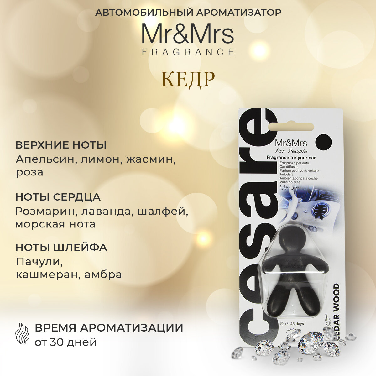 Ароматизатор для автомобиля Mr&Mrs Fragrance Cesare Портофино, лазурно-голубой - фото №10