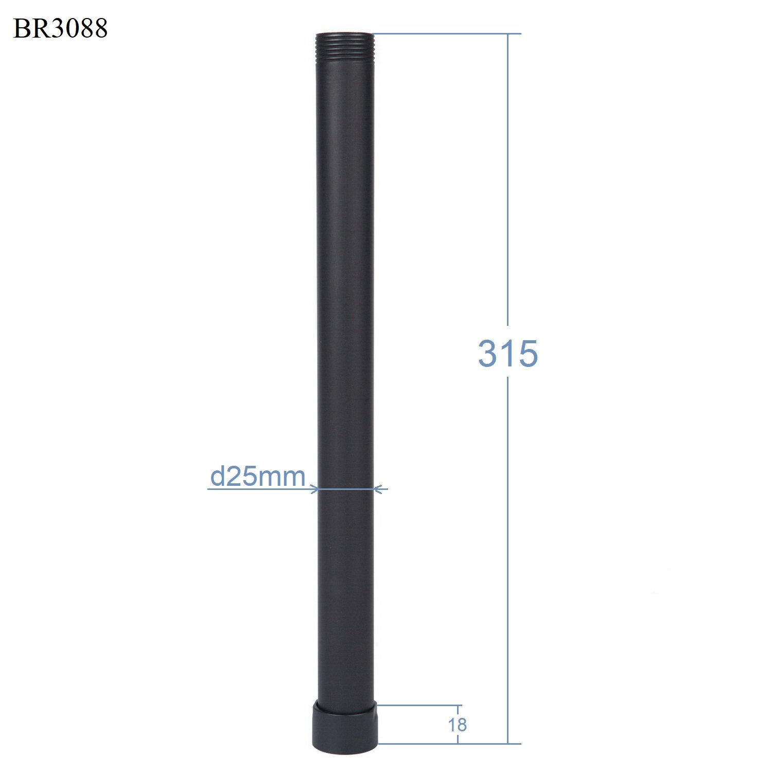 BOND BR3088 Удлинитель душевой штанги черный матовый 315мм - фотография № 1
