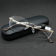 Женские очки корригирующие безободковые (+2.50) EAE 1024 C3, цвет золото, РЦ 62-64, футляр + салфетка в подарок