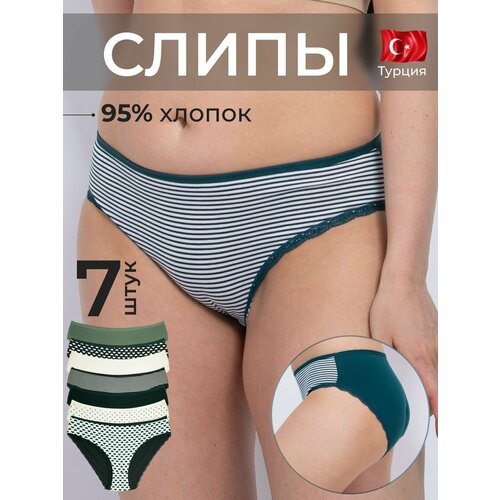 фото Трусы alya underwear, 7 шт., размер 2xl (48-50), зеленый, белый