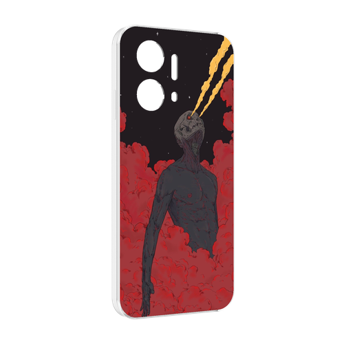 Чехол MyPads скелет в красном дыму для Honor X7a задняя-панель-накладка-бампер