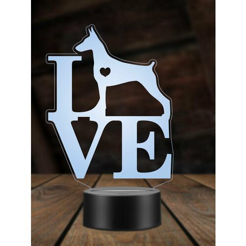 Ночник Доберман, ночная лампа, 3Д светильник, любимая собака