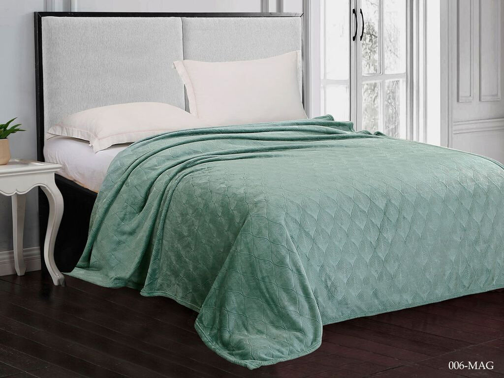 фото Жаккардовый плед из микрофибры Magnolia 006-MAG Cleo (зеленый), 180x200