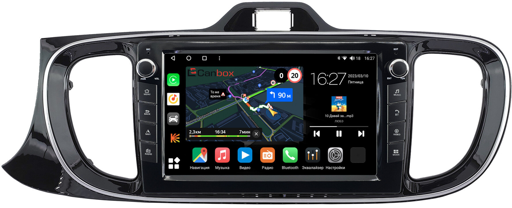 Штатная магнитола Kia Pegas 2017-2026 (глянцевая) Canbox M-Line 7821-9-0142 Android 10 (4G-SIM, 2/32, DSP, IPS) С крутилками