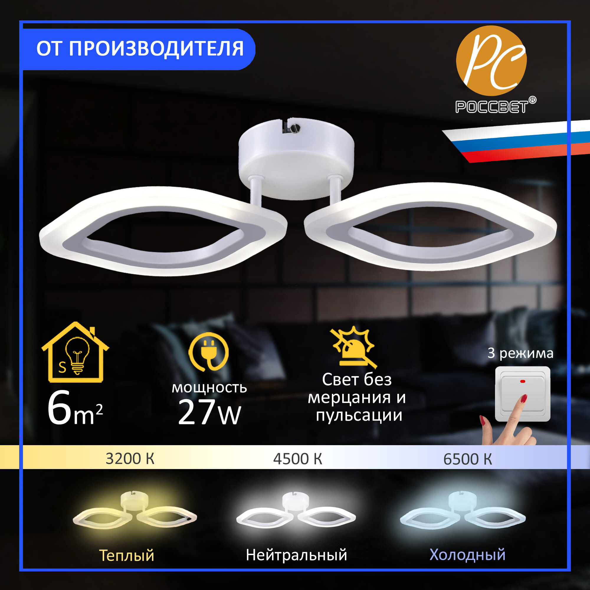 фото Светильник потолочный светодиодный в прихожую и кухню