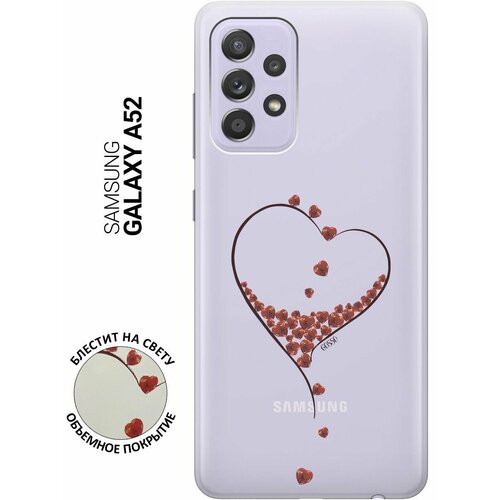 Ультратонкий силиконовый чехол-накладка ClearView 3D для Samsung Galaxy A52 с принтом Little hearts ультратонкий силиконовый чехол накладка clearview 3d для xiaomi redmi 9a с принтом little hearts
