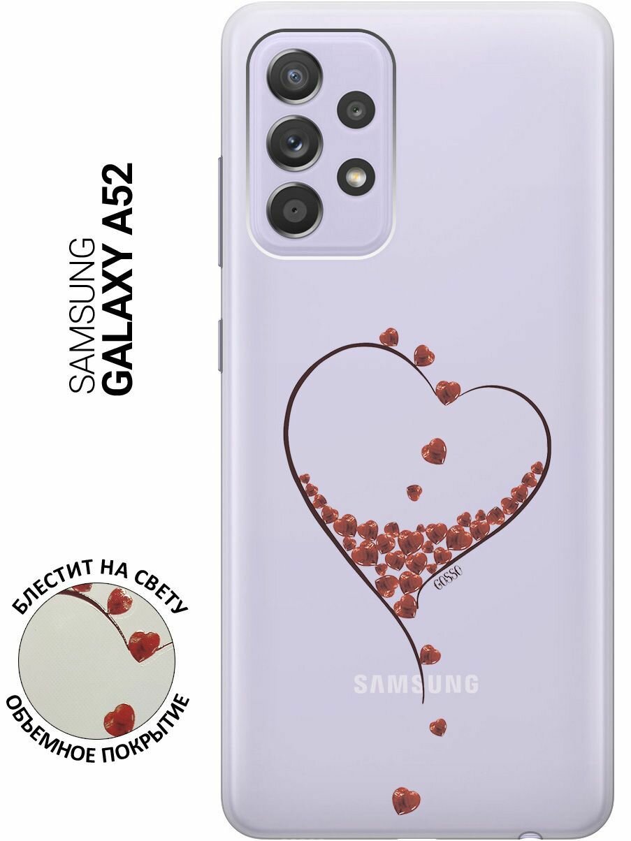 Ультратонкий силиконовый чехол-накладка ClearView 3D для Samsung Galaxy A52 с принтом "Little hearts"