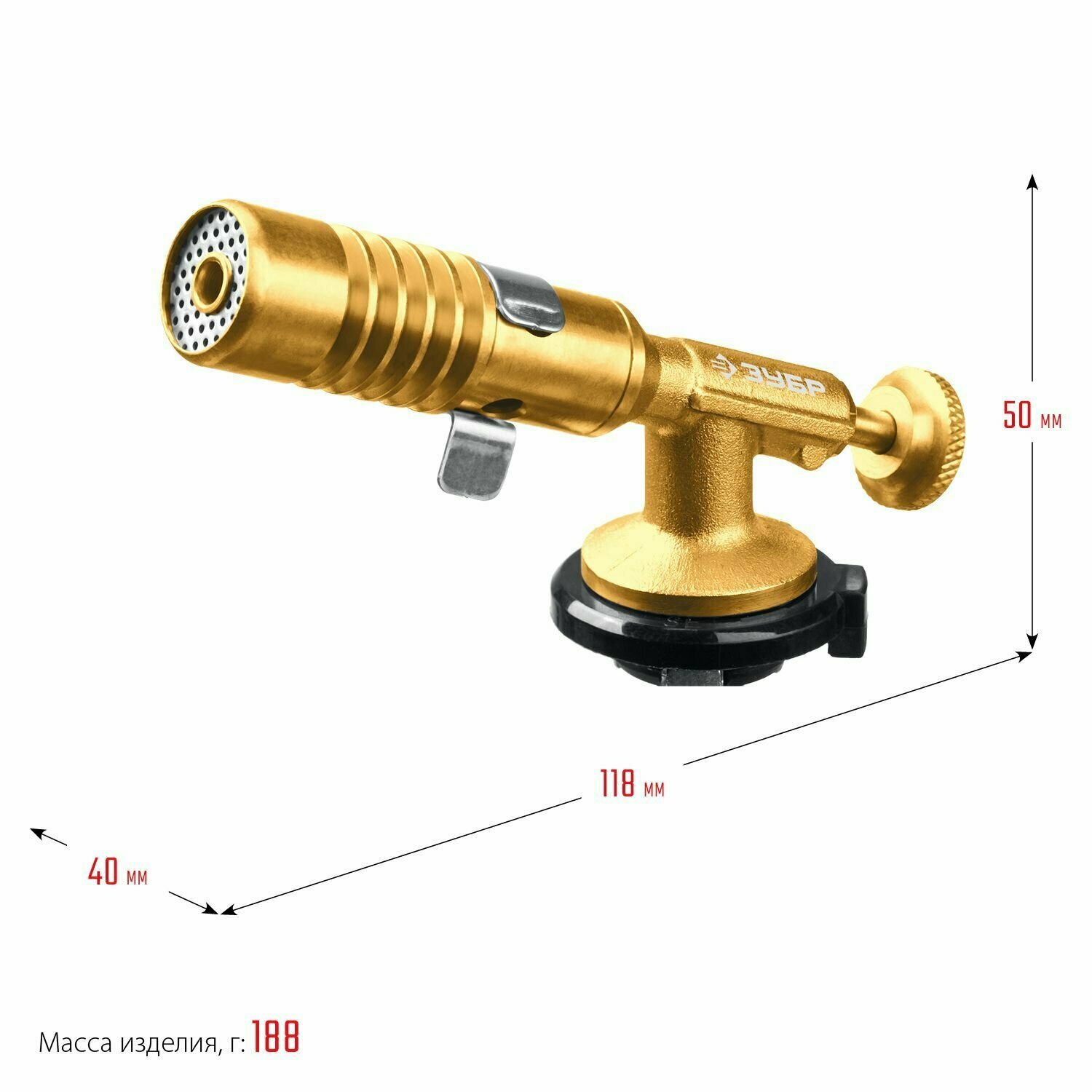 ЗУБР ГРМ-200 2-в-1 цельнометаллическая газовая горелка на баллон цанговое соединение 1300°C  55556