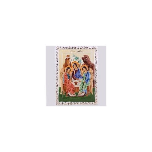 Икона Троица 19х26 керамика, короб, ручная работа #162151