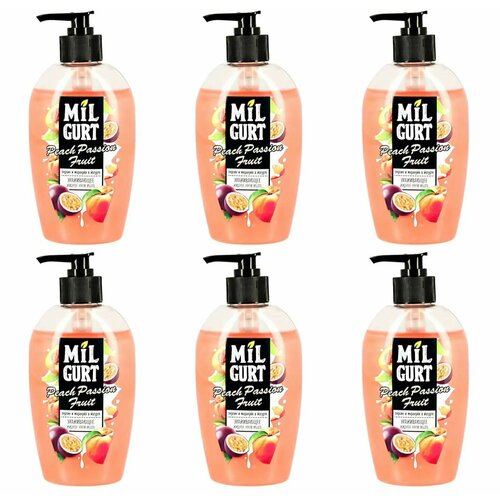 MILGURT Жидкое крем-мыло Персик и маракуйя в йогурте, 6 шт