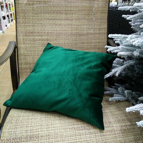 Декоративная подушка для дивана 45х45 см, бархат, аквамарин