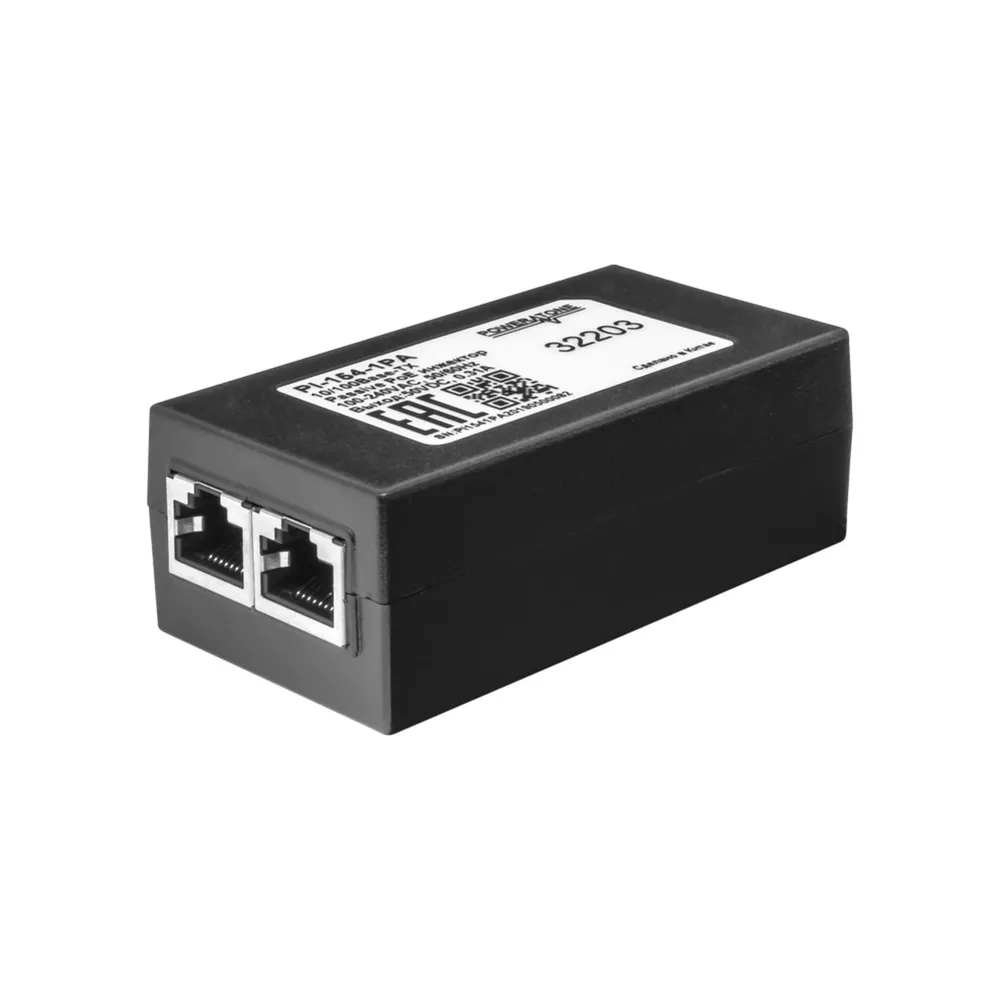 POWERTONE PoE инжектор неуправляемый PI-154-1PA 1x10/100BASE-TX 50В PoE passive PoE бюджет 154Вт