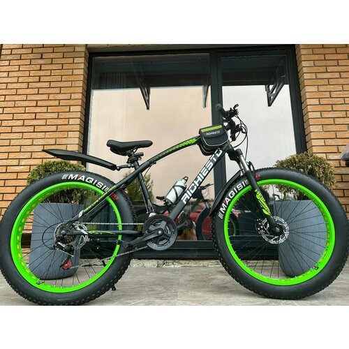 фото Велосипед фэтбайк fatbike richiesto 26: универсальность и проходимость, черно-зеленый