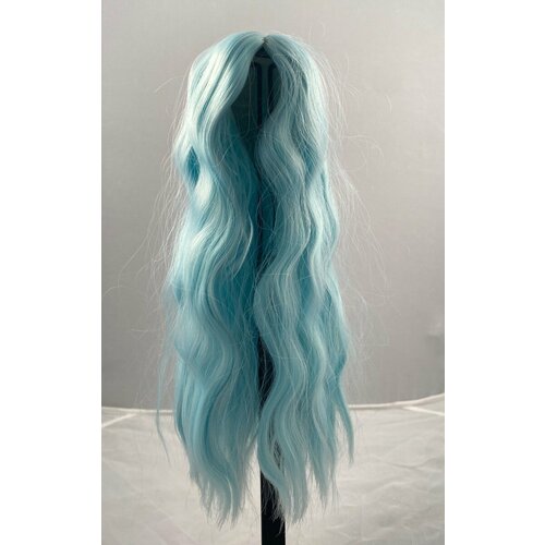 Парик для БЖД кукол Leekeworld Wig W121_M (волнистые волосы, размер 17,7-20,3 см, светло-голубой) парик с волнистыми натуральными волосами короткие передние прозрачные 4 х4