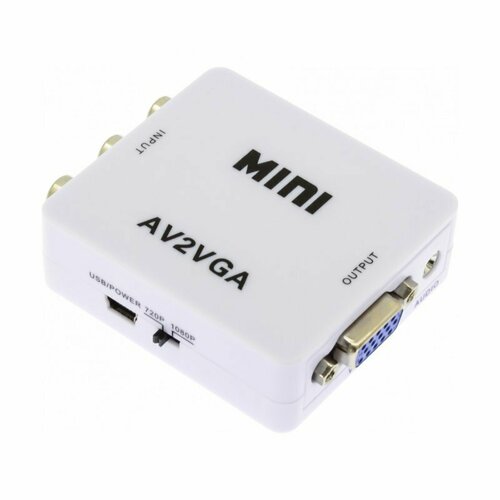 Переходник (адаптер) 3RCA-VGA, белый переходник адаптер noname hdmi vga 0 3 м белый