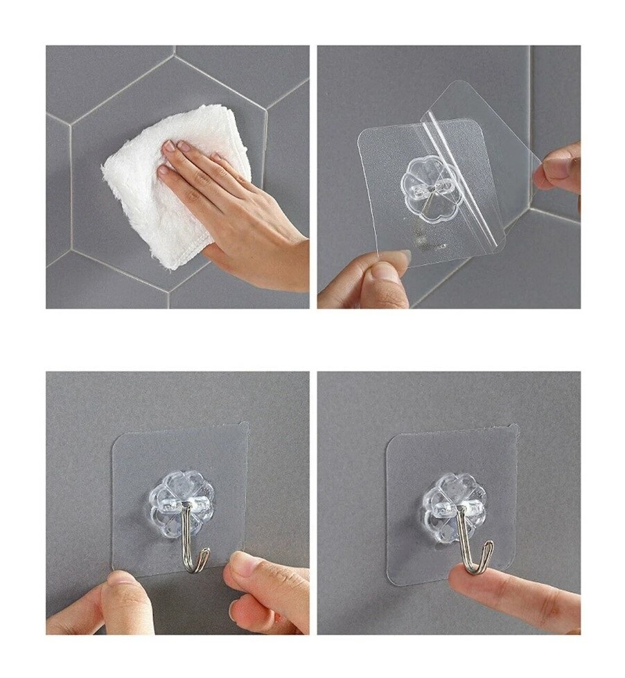 Крючок для ванной и кухни TheConvenience прозрачный самоклеящиеся настенный на кухню, в гардероб прозрачный 10шт