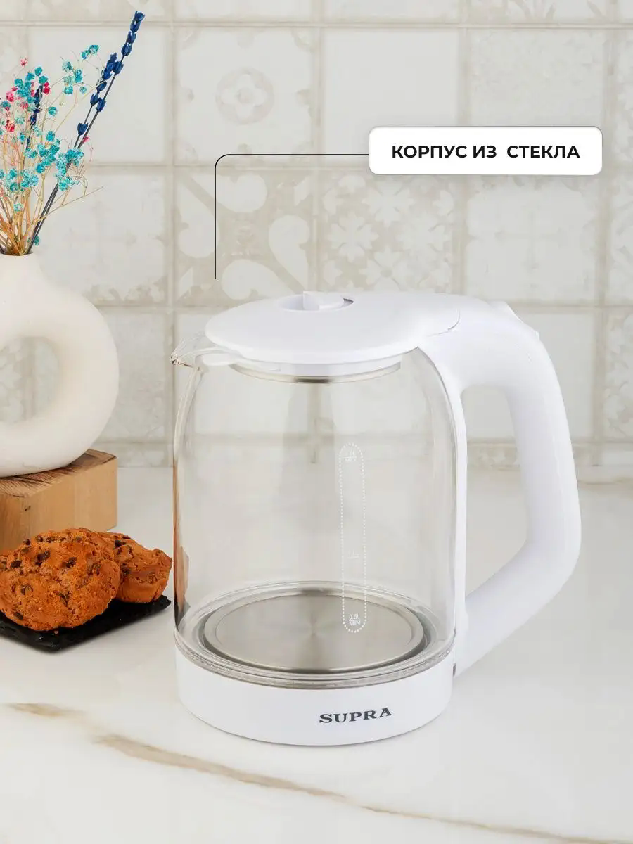 Чайник электрический SUPRA , 1500Вт, белый - фото №9