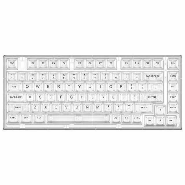 Беспроводная механическая клавиатура YUNZII X75 Pro Kailh Jellyfish Switch, Hot-Swap (английская раскладка), цвет прозрачный белый