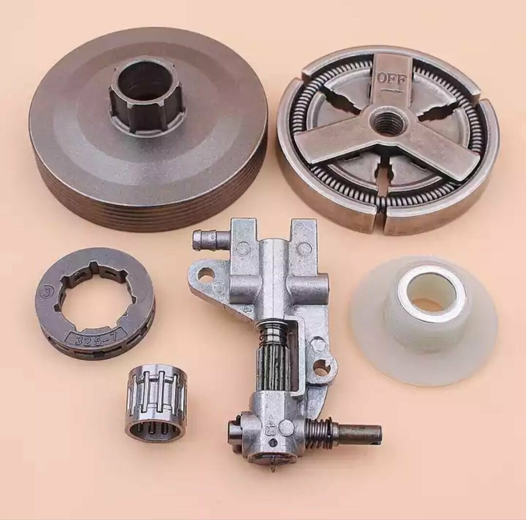 фото Звездочка ведущая с венцом 0.325 7 с подшипником , барабан сцепления, насос подачи масла, привод червяк / бензопил 4500 5200 45 52 качество завод