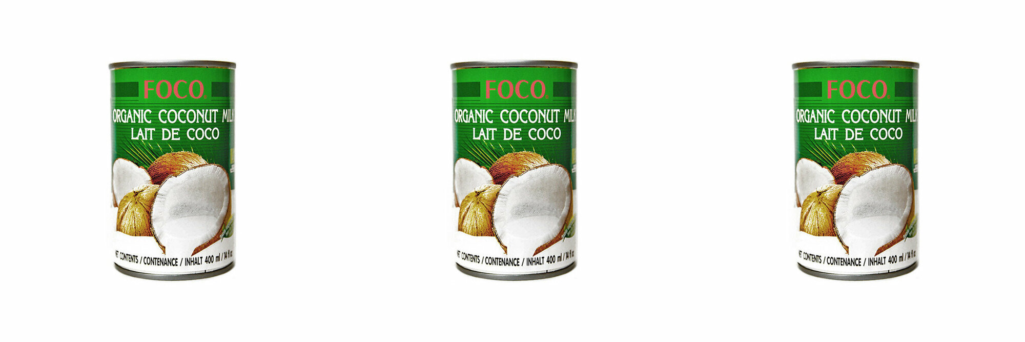 FOCO Растительный напиток Органическое кокосовое молоко, 400 мл, 3 шт