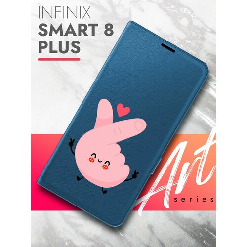 Чехол на Infinix Smart 8 Plus (Инфиникс Смарт 8 плюс) синий книжка эко-кожа с функцией подставки и магнитами Book Case, Brozo (принт) Лайк чехол на infinix smart 8 plus инфиникс смарт 8 черный книжка эко кожа с функцией подставки и магнитами book case brozo принт котик спит