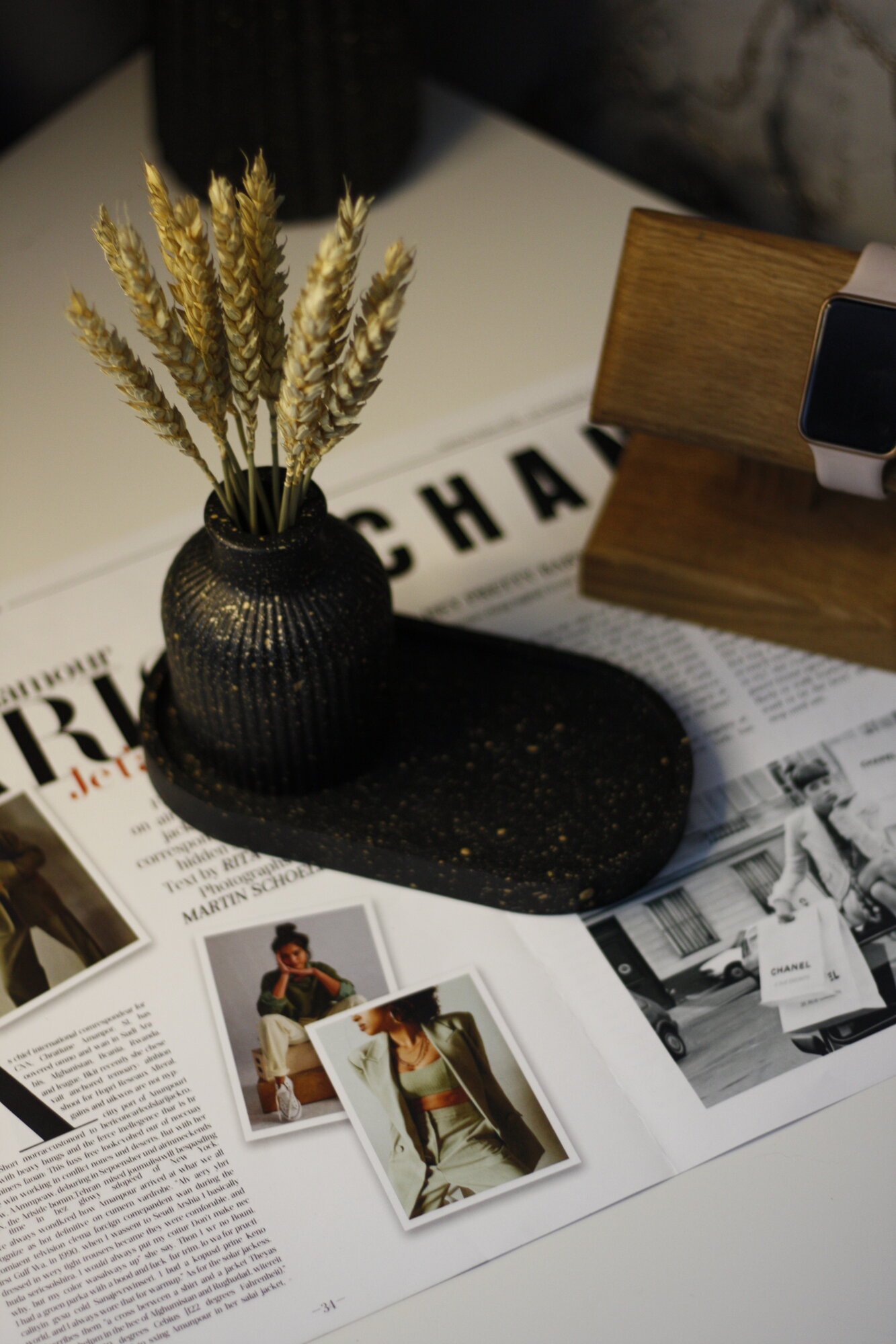 фото Декоративный гипсовый комплект "Ваза для сухоцвета + Поднос"