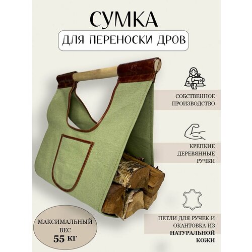 Брезентовая сумка переноска для дров
