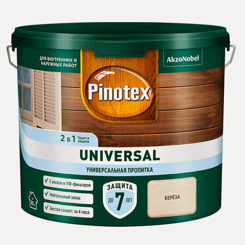 Изображение товара Пропитка PINOTEX UNIVERSAL 2 в 1 для защиты древесины, на водной основе, береза 2,5л
