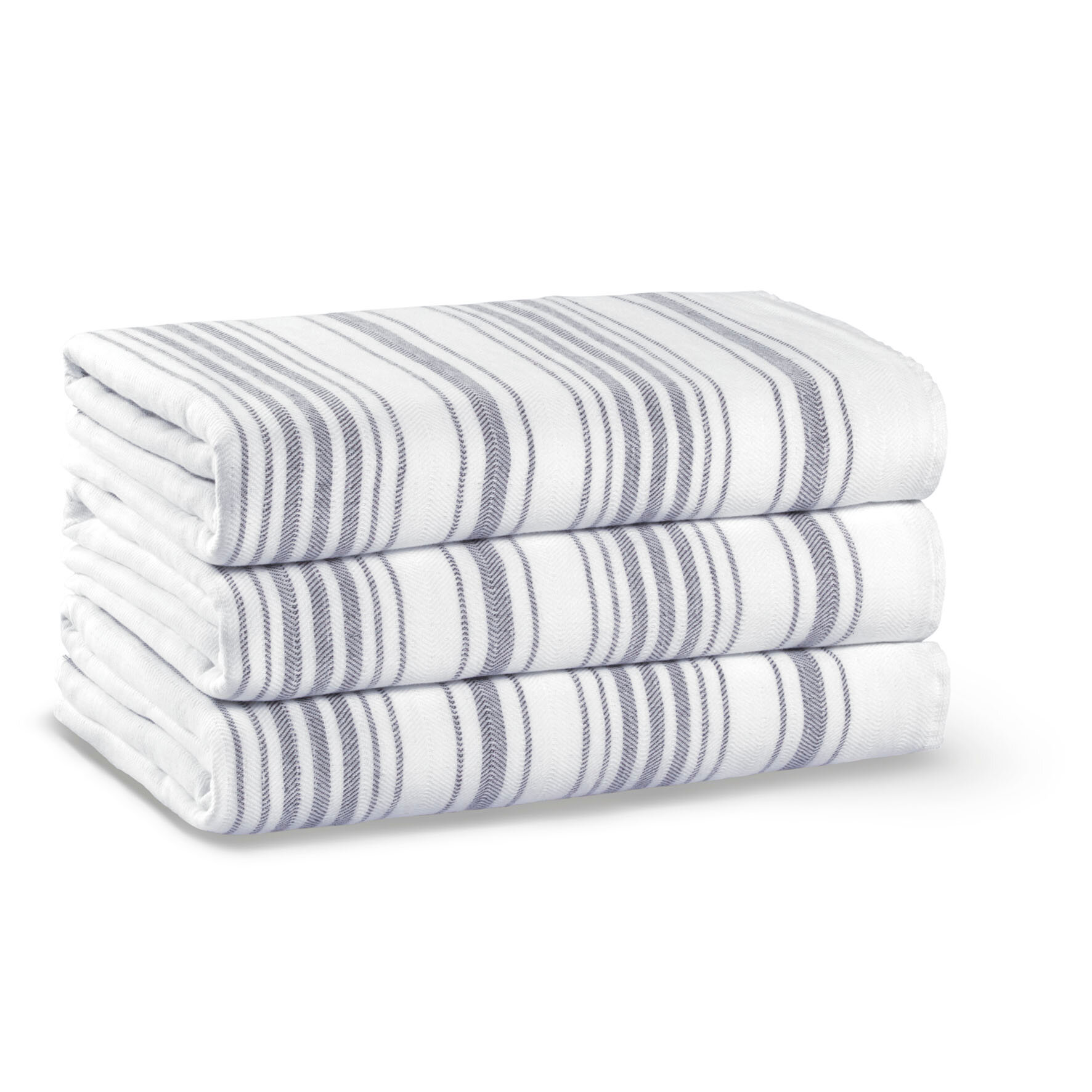 фото Полотенце из турецкого длинноволокнистого хлопка Stripe Gauze, 50*90 см, белый/темно-серый (white/dark grey)