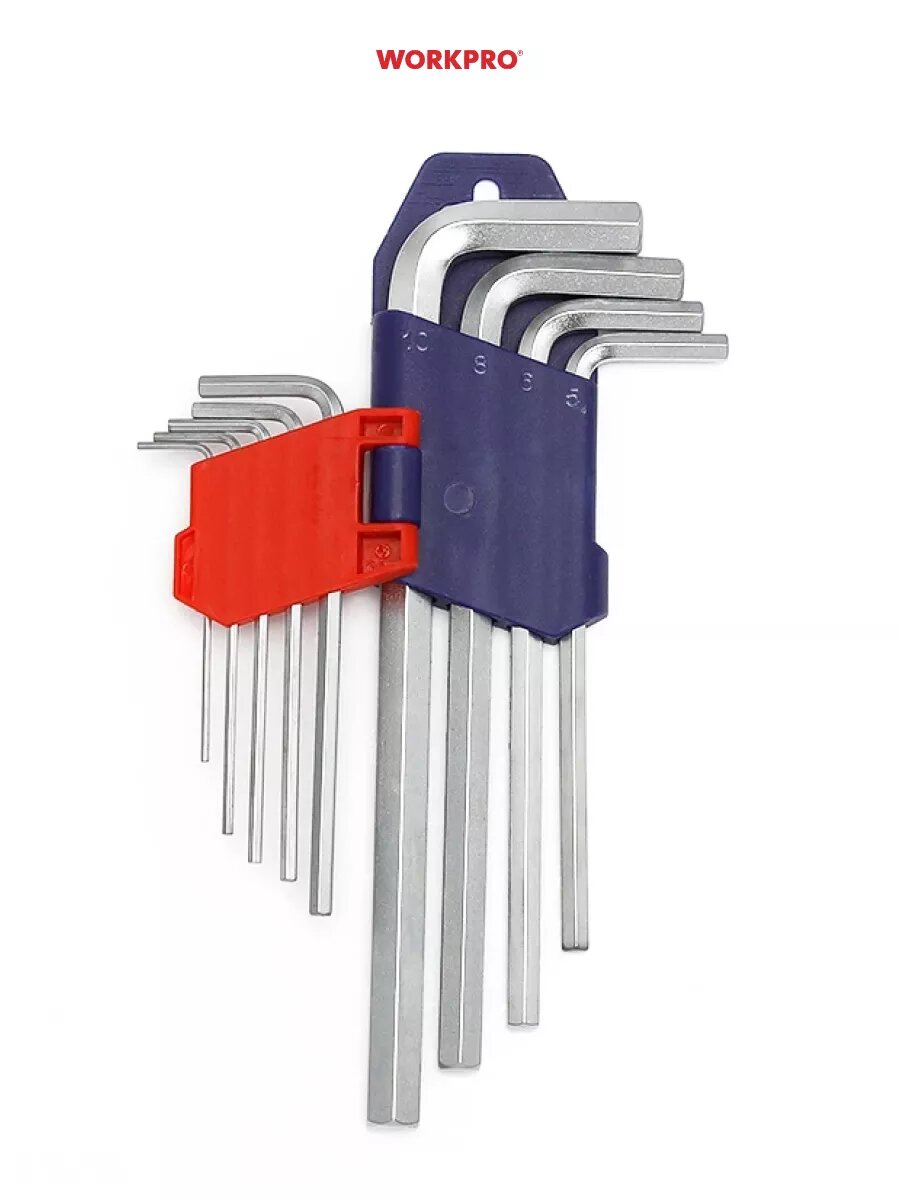 Набор шестигранных ключей WorkPro WP222004, сталь CR-V, хромированное покрытие, 9 шт — фото 1