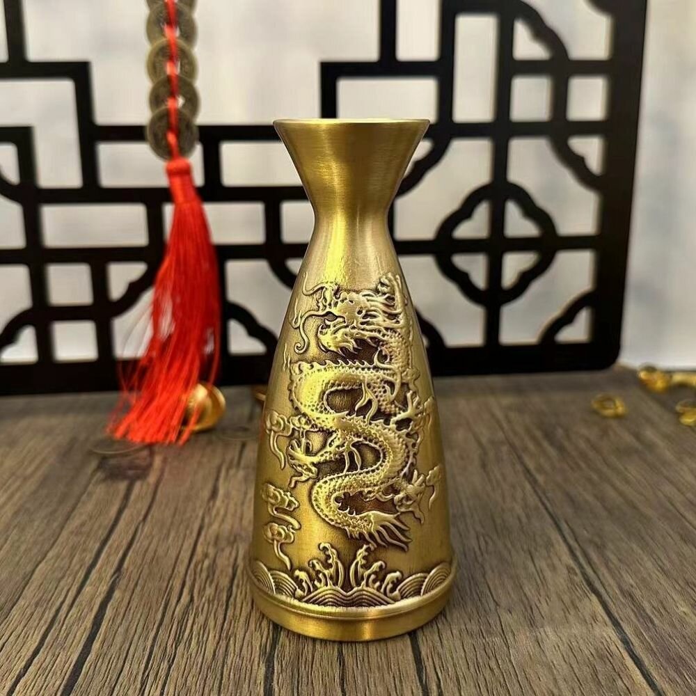 Ваза "Дракон и Феникс" Фен-Шуй бронза (13.5*6*3.8 см.)