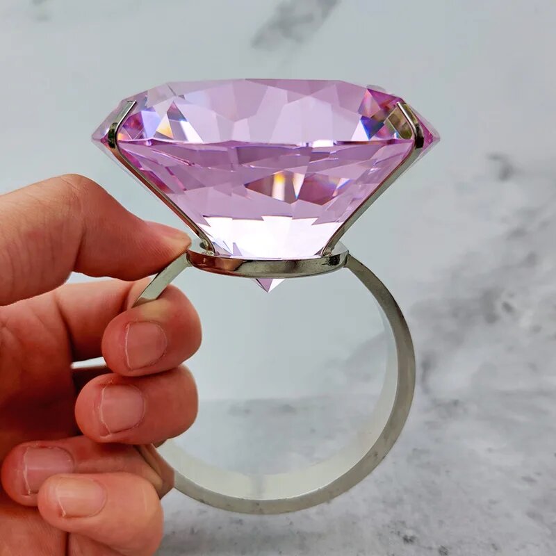 Хрустальный кольцо pink-silver