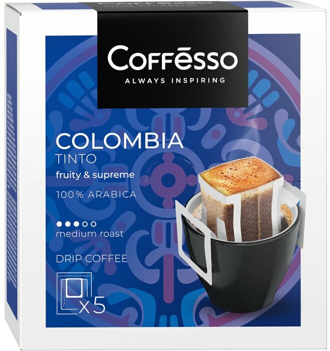 Кофе молотый Coffesso в дрип-пакетах Colombia Tinto 5шт*10г