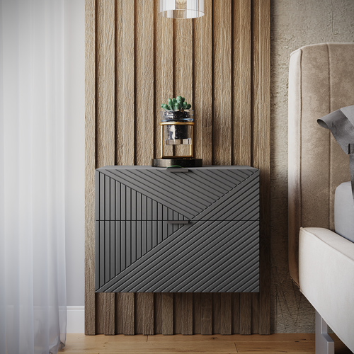 Тумба прикроватная Дамаст, подвесная, серая, 47 см x 33 см x 36 см