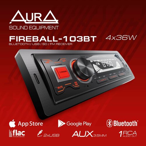фото Автомагнитола c bluetooth aura fireball-103bt