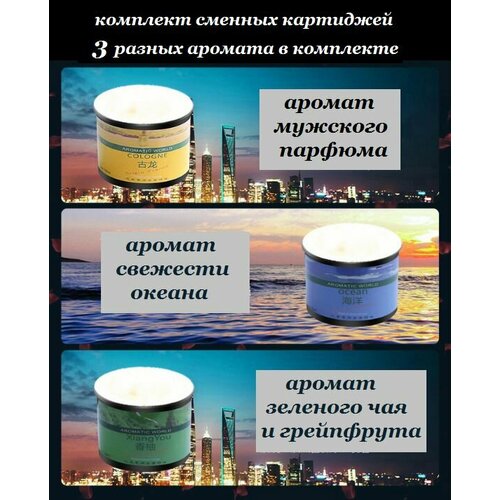 Автомобильный ароматизатор комплект сменных картриджей - 3 штуки 448₽