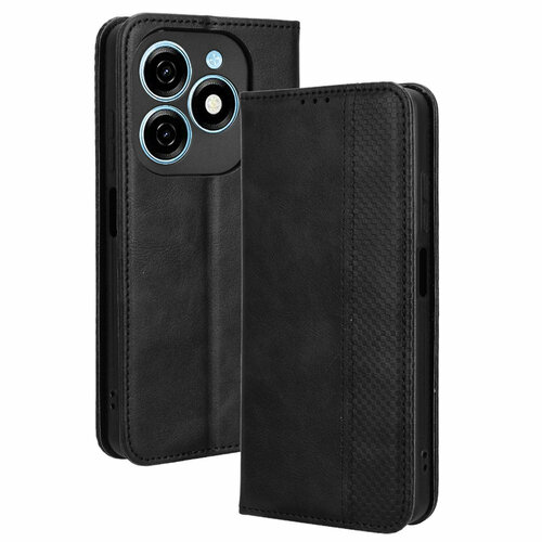 фото Чехол книжка для tecno spark 20 с магнитом и отделением под карты / техно спарк 20 (черная) cover-up
