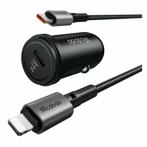 Автомобильное зарядное устройство Type-C 30W Mcdodo CC-7492 с кабелем Type-C - Lightning в комплекте / Черный