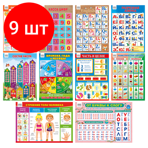 Комплект 9 шт Набор обучающих плакатов ТРИ совы Скоро в школу А4 10 плакатов 1888₽