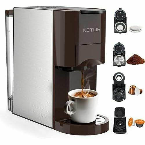 Кофемашина KOTLIE Espresso кофемашина 4-в-1 для Nespresso OriginalDolce GustoFlourESE Capsule Espresso Machine автоматическая кофемашина Nespresso Capsule на 19 бар 3453300₽