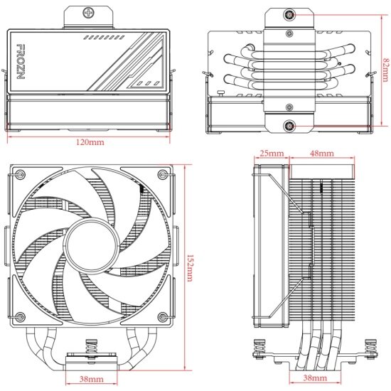 Кулер для процессора ID-Cooling FROZN A410, 1 вентилятор, 4 тепловые трубки, 220Вт, 78,25 CFM — фото 1