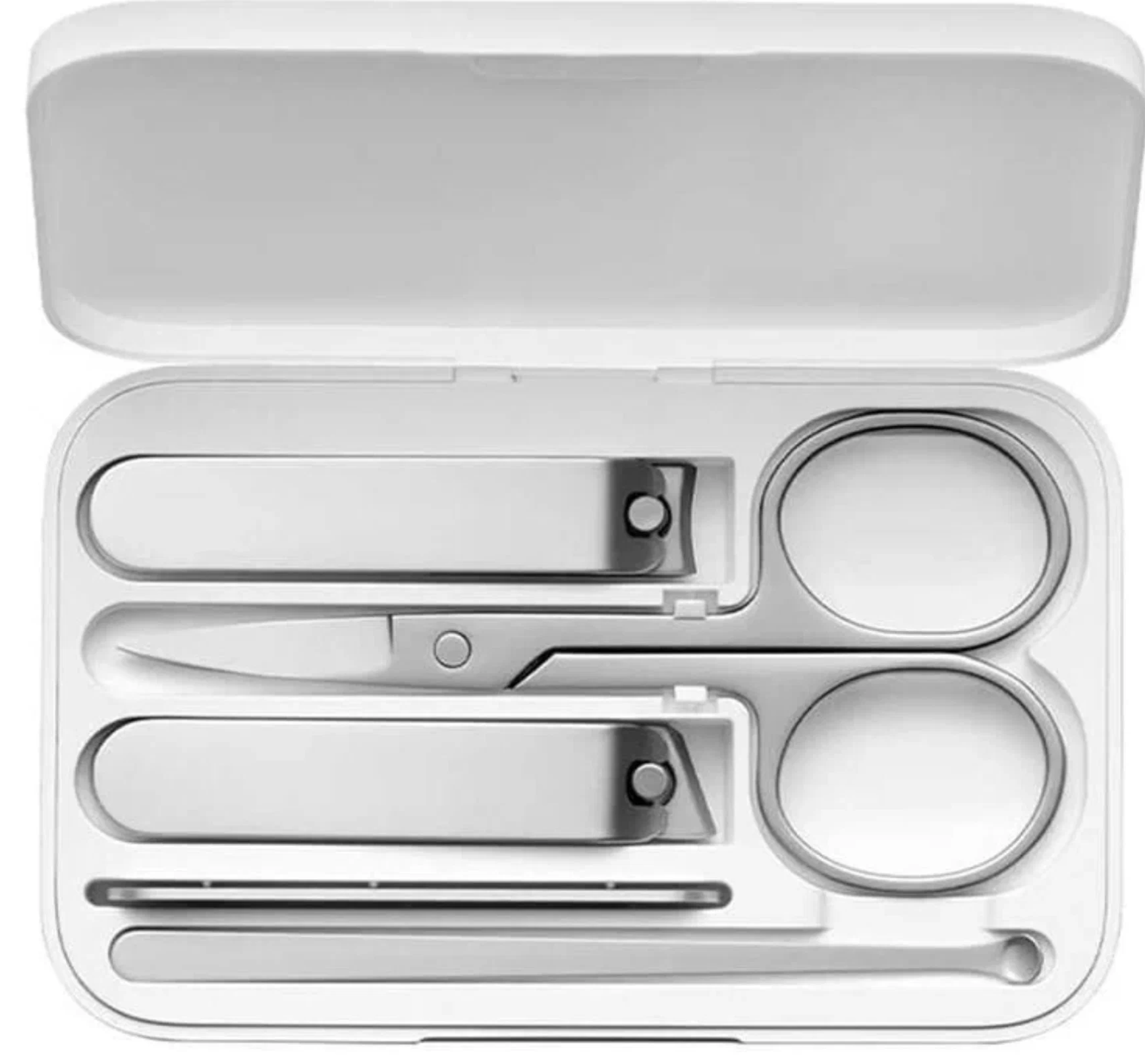 Маникюрный набор 5 в 1 Xiaomi Mijia Nail для маникюра, педикюра, инструменты из нержавеющей стали с дизайном и ударопрочным кейсом белый
