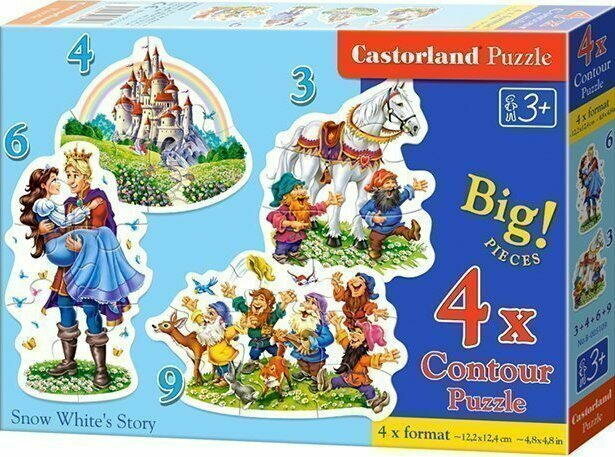 Пазлы 4в1  Белоснежка  3 4 6 9 элементов  большие