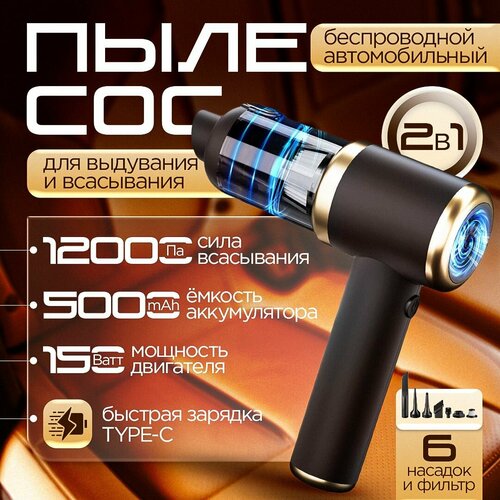 Пылесос для автомобиля мощный беспроводной 2 в 1 с режимом воздуходувки 3600₽